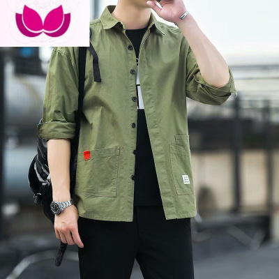 七斓夏季薄款潮牌牛仔工作服衬衫男长袖电焊工防烫耐磨上衣男外套