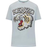 KENZO女士白色虎头刺绣短袖T恤蓝色时尚潮流休闲百搭
