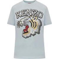 KENZO女士白色虎头刺绣短袖T恤蓝色时尚潮流休闲百搭