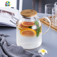 北欧大容量玻璃冷水壶耐热水壶家用防爆凉水壶可高温水杯水具套装 FENGHOU 1700矮壶+4杯+托盘(透明款)