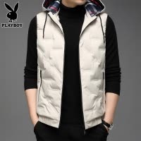 花花公子男士羽绒马甲2024年冬季新款休闲保暖背心连帽马夹外套男