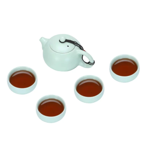 洁能尚 JNS-CJ02 壶180ml 杯子45ml 陶瓷功夫茶器 一壶四杯带茶盘(含茶夹、茶巾) 茶具计价单位:套绿色