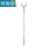 敬平晾衣杆家用衣服阳台杆式单杆不锈钢挂衣伸缩衣架器晒衣杆凉衣捍 抹茶绿:一只装(可伸缩62-104cm) 中