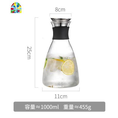 北欧家用耐热高温玻璃冷水壶套装创意凉白开水杯子透明瓶欧式扎壶 FENGHOU 小号-1000ML