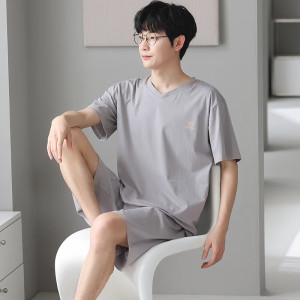 浪莎男士睡衣男夏季冰丝莫代尔薄款短袖短裤凉感可外穿家居服两件套装 主图优选 XL