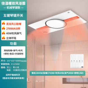 雷士照明集成吊顶石膏板吊顶卫生间风暖浴霸暖风机排气扇语音