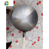 饭店酒店家用无涂层铁锅炒锅锅老式圆底熟铁锅猛火灶具通用 FENGHOU 34木柄2毫米厚1.65公斤无耳