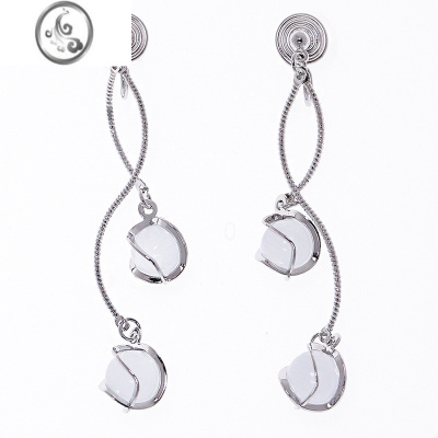 JiMi「银河少女」流苏长款耳环蚊香盘耳夹无耳洞女圆脸耳饰夏季耳钉