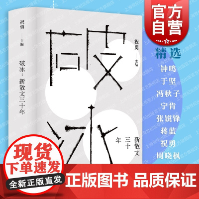 破冰:新散文三十年 故宫学者祝勇主编精选钟鸣于坚冯秋子宁肯张锐锋蒋蓝祝勇周晓枫代表作中国现当代文学上海文艺出版社新散文