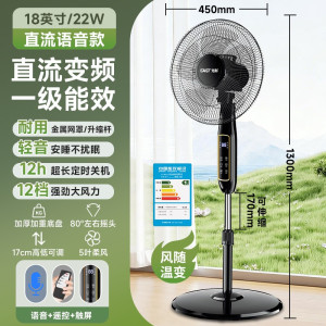 先科SAST电风扇家用落地扇直流变频节能电扇一级能效落地风扇 18英寸直流变频-智能语音款[风随温变]