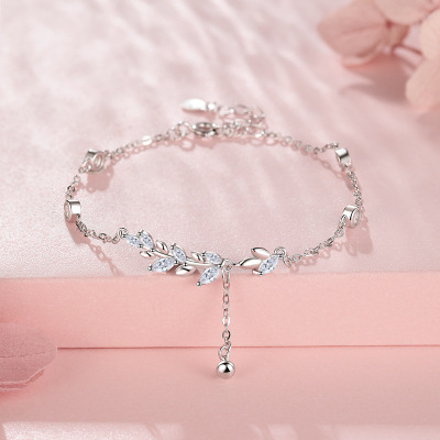 S999足银流苏手链镶钻甜美小清新纯银手饰礼物送女友闺蜜礼物送女朋友老婆情人节七夕生日礼物