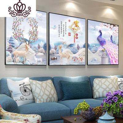 封后(FENGHOU)5D钻石画满钻三联画十字绣2019新款客厅小幅小件点贴鹿孔满钻-240*110厘米（炫彩钻+异
