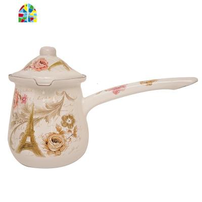 肥龙搪瓷迷你化油斗单把漏嘴含盖奶锅储奶罐奶壶英式咖啡奶杯 FENGHOU 大号700ml