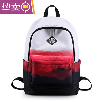 NEWLAKE书包男时尚潮流中学生背包初中生高中生大容量帆布男生夏季双肩包红色