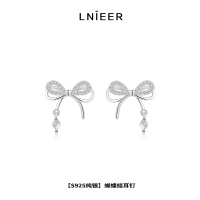 925纯银养耳洞镶钻蝴蝶结耳钉女小巧精致高级感韩国耳环气质耳饰送女朋友老婆情人节七夕生日礼物