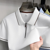 夏季新款男士纯色短袖简约休闲轻商务翻领透气轻薄Polo衫男装