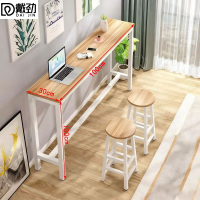 戴劲家用吧台奶茶店高脚桌商业长条桌酒吧台桌椅组合100*30*100+2凳