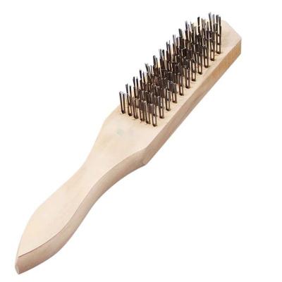 蔚岸钢丝方刷木柄钢丝刷加密工具刷文玩清洁木柄鱼鳞刷除锈刷5.5*17.8cm/个