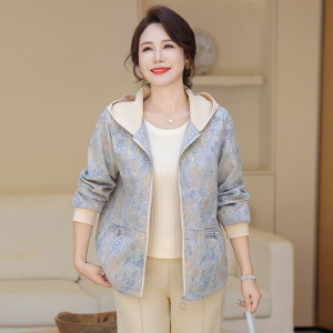 年女士休闲外套妈妈装秋装40岁印染中老年女装春秋装衣服