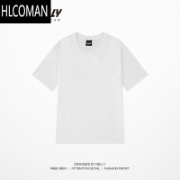 HLCOMANins短袖t恤男士夏2025新款纯色新疆棉打底衫白色体恤半袖上衣潮牌