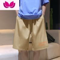 七斓冰丝休闲短裤男潮流宽松ins直筒阔腿五分裤港风夏季百搭简约中裤