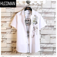 HLCOMAN夏季中国风衬衫男2022新款潮流休闲宽松大码短袖半袖衬衣寸衫薄款