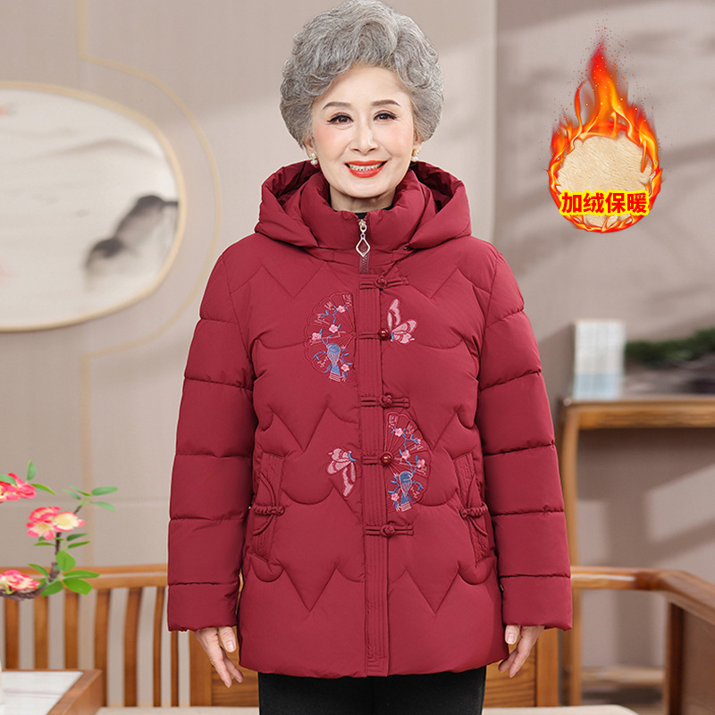 年女装妈妈外套女80岁奶奶装棉衣女冬天加绒保暖老太太衣服女
