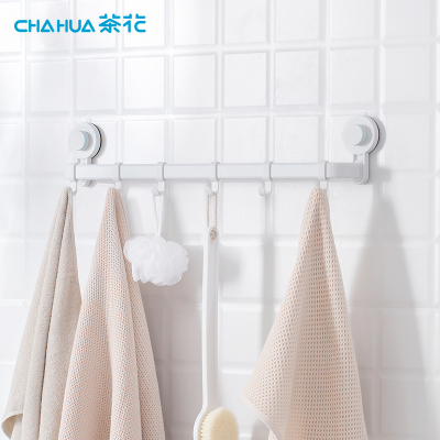 茶花卫生间置物架壁挂浴室用品套件免打孔洗手间毛巾厕所收纳架粘贴壁挂架强力无痕收纳挂杆60.1*13*8.3cm-