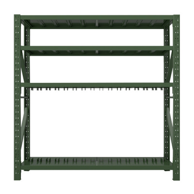 豪利特消防铁锹镐农具摆放架安保装备器材存放架绿色货架盾牌架中型-主架