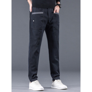 秋冬季新款时尚潮流韩版修身显高多口袋拼接商务休闲西裤