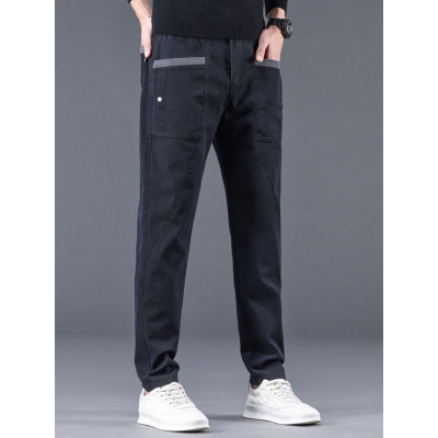 秋冬季新款时尚潮流韩版修身显高多口袋拼接商务休闲西裤_1