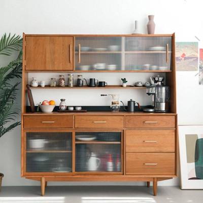 现代北欧餐边碗柜简约实木客厅轻奢储物柜收纳柜家用酒柜边玄关柜