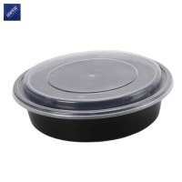 安居先森美式加厚带盖黑色单格圆餐盒150套/箱 750ml(箱)