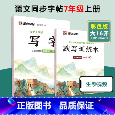 [语文同步写字课]7年级上册(送默写训练本) 国一/初中一年级 [正版]墨点字帖国一上册英语字帖外研版英语意大利斜体练字