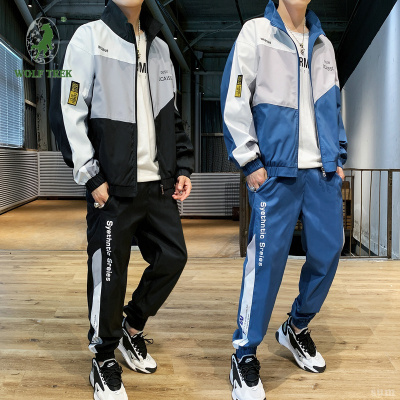 七匹狼国际公司授权WOLFTREK-男士外套2021春秋季新款韩版潮流运动休闲搭配帅气套装夹克两件套