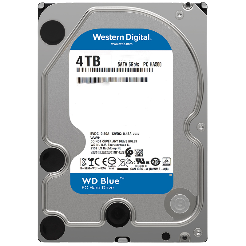 wd西部数据wd40ezaz 4t台式机机械硬盘4tb 5400转256m串口蓝盘