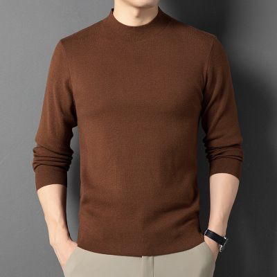可机洗半高领羊毛衫男450克精纺澳毛秋冬季4A级保暖打底男士毛衣