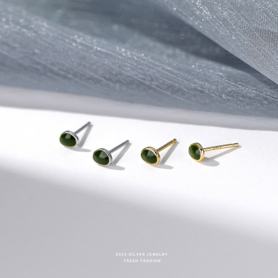 S999足银森系牛油果耳钉女潮小众设计感轻奢小众气质纯银耳饰代发送女朋友老婆情人节七夕生日礼物