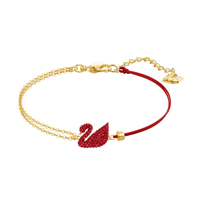  SWAROVSKI 施华洛世奇 红色天鹅手镯 Iconic Swan人造仿水晶手链女5465403 礼物女轻奢饰品 红色