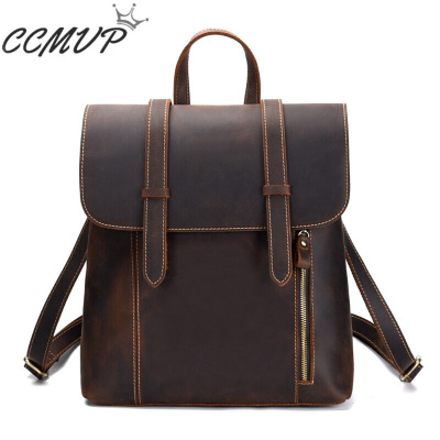 CCMVP品牌自营质量保证-CCMVP新款男包复古疯马皮男士双肩包头层牛皮背包真皮旅行背包男