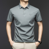短袖男式Polo衫2025夏季新款中年商务休闲薄款冰丝无痕百搭T恤衫