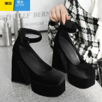 聚范仙女风芭比鞋防水台超高跟鞋绒面厚底玛丽珍鞋粗跟单鞋女鞋子