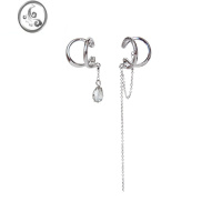 JiMiEsakoochi银色小众不对称耳骨夹女无耳洞高级感链条流苏欧美耳饰