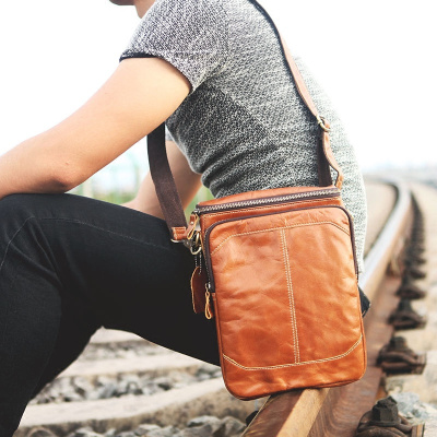 CCMVP品牌自营质量保证-CCMVP真皮单肩包男士斜挎包头层牛皮韩版时尚休闲背包学生潮流软皮包包