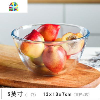 耐热加厚玻璃盆大号和面盆打蛋盆蛋糕烘焙碗沙拉碗料理碗透明家用 FENGHOU 5英寸耐热碗(两只)