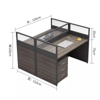 迅迈 双人位(带柜)124*124*110cm 职员办公桌 现代工位 员工桌屏风 卡位卡座