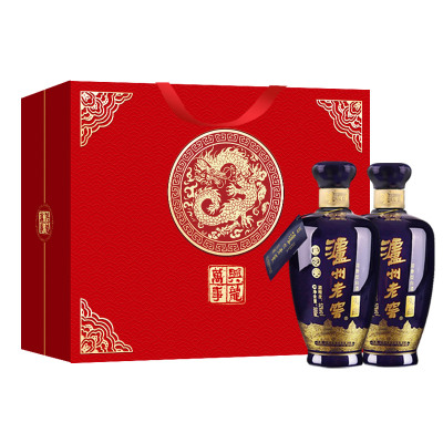 泸州老窖蓝花瓷头曲万事兴龙52度500ML*2瓶礼盒装浓香型送礼宴请