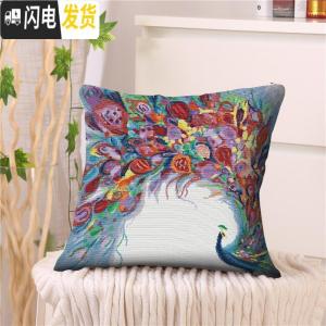 三维工匠十字绣抱枕2019新款客厅卡通孔雀满绣一对小件靠枕头套自己绣手 同款双面绣抱枕/45*45cm/单个抱枕不含枕芯