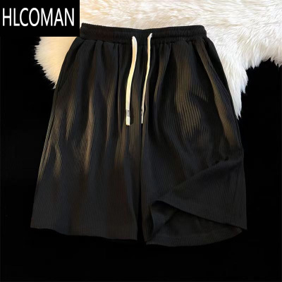 HLCOMAN加肥加大码300斤宽松冰丝短裤男女夏季薄款ins潮牌休闲运动五分裤