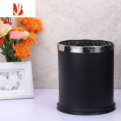 三维工匠客房垃圾桶酒店10L圆形无盖阻燃桶宾馆卫生间KTV办公室双层纸篓
